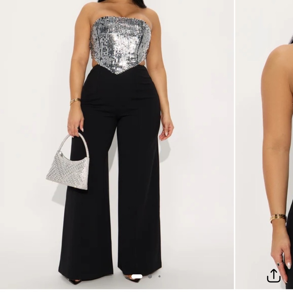 Cierra Sequin Strapless Jumpsuit Fashion Nova